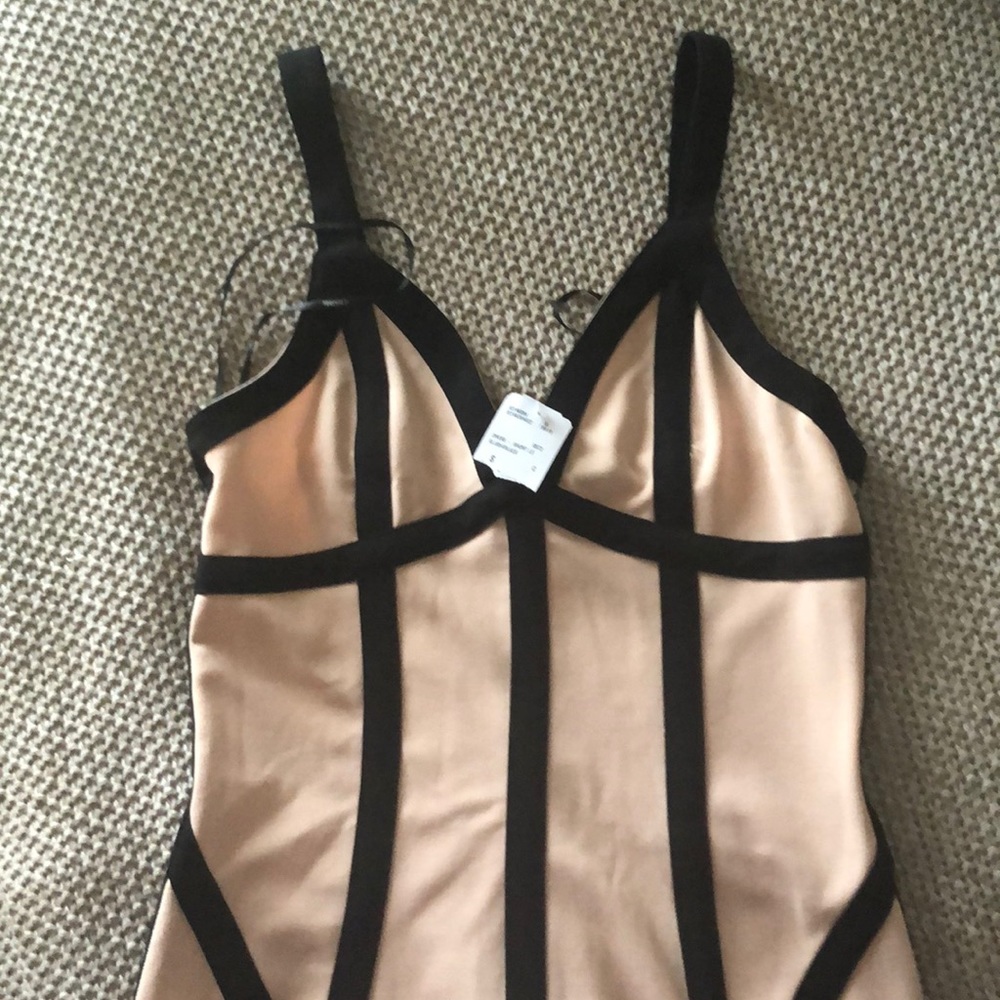 Forever 21 blush/black bodycon dress